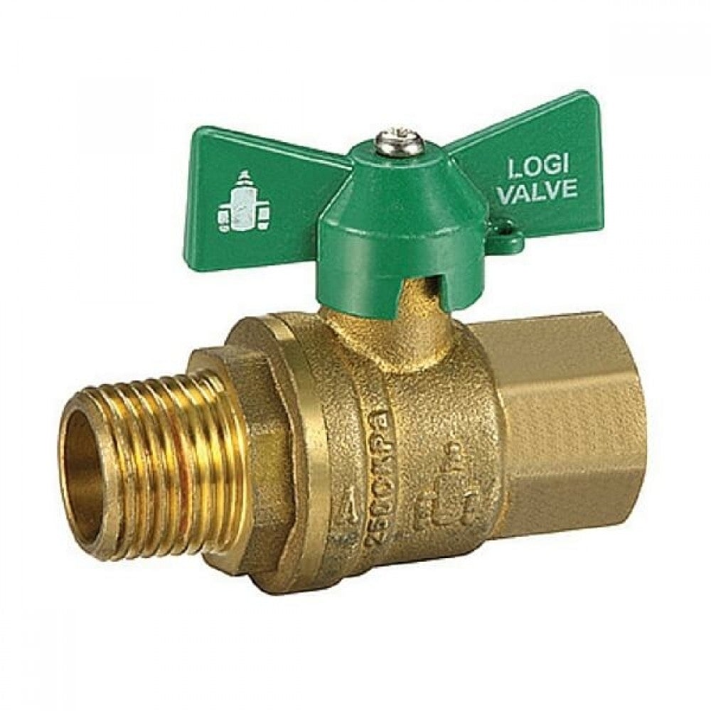 Gas Cock Dual App. MxF 20mmYellow Tee Handle