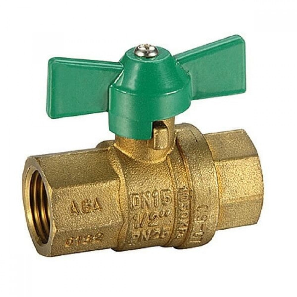 Gas Cock Dual App. FxF 20mmYellow Tee Handle