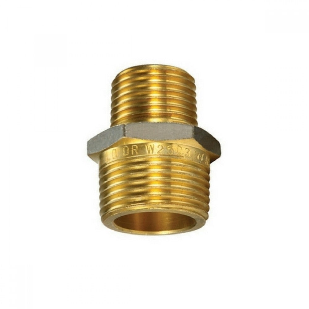 Nipple Hex Red Scr Brs 20 x 15